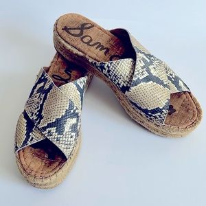 Sam Edelman Snakeskin Platform Espadrille Sandals Size 10
